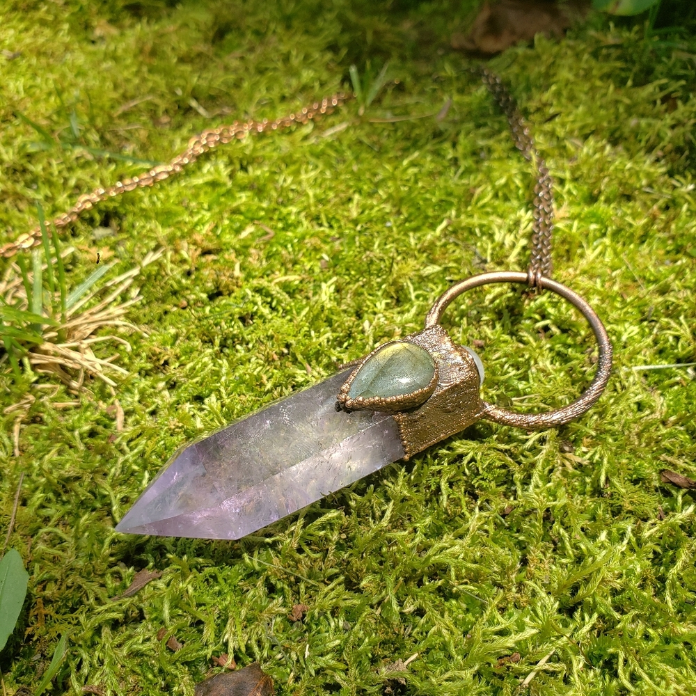 Amethyst Crystal Point Quartz Necklace